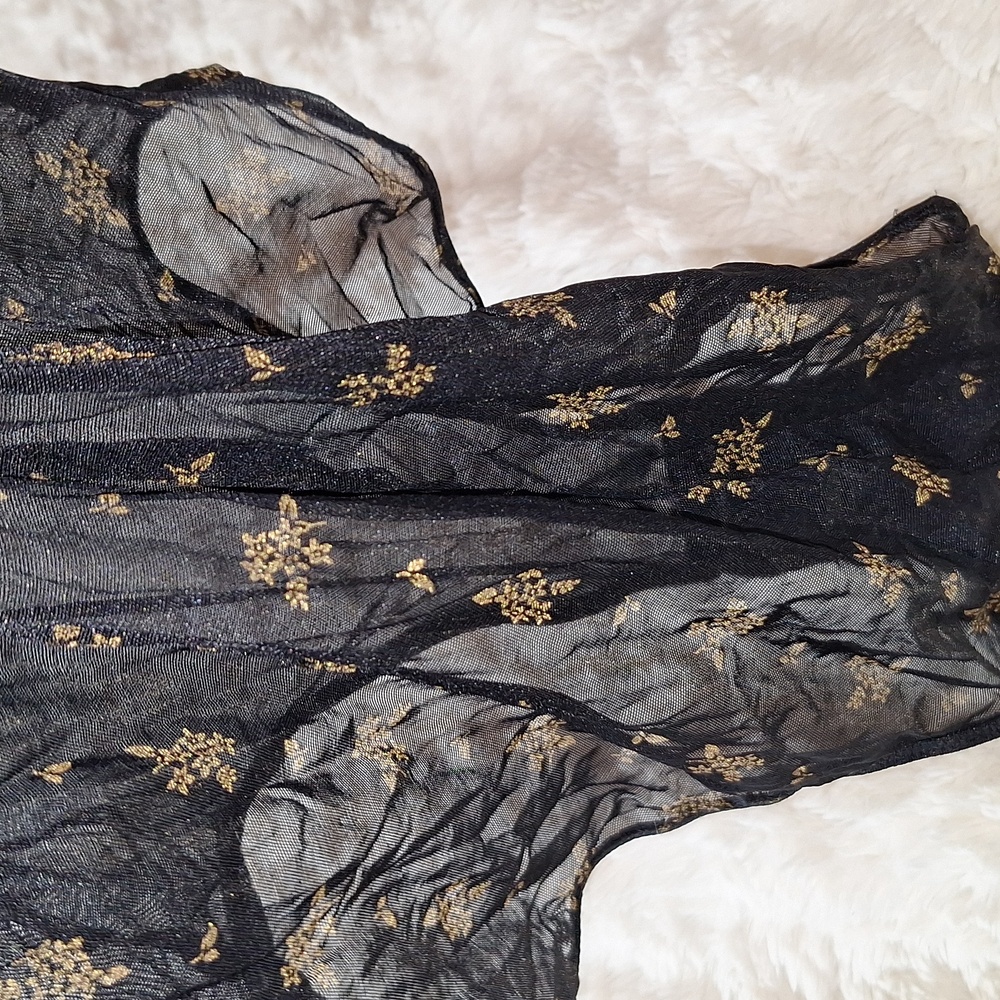 Sexy Mesh Black & Tan Floral Body Suite Unknown Brand XS - Picture 9 of 10